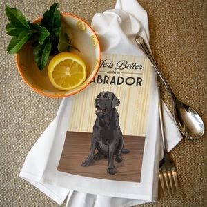 NWOT Black Lab “Life is Better with a Labrador” Cotton Towel